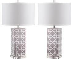 Safavieh Lampe de Table Leo (Lot de 2), Céramique, 7 Gris 38 x 38 x 68,58 cm