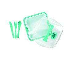 take away KA1444 Lunch Box A Compartiments Amovibles + Couverts Coloris ALEATOIRE, Plastique, Vert/Rose/Turquoise