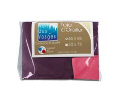 Nuit des Vosges Cotoval Taie Doreiller Bicolore Réversible 65x65 cm Coton Framboise/ Violine 65 x 65 cm