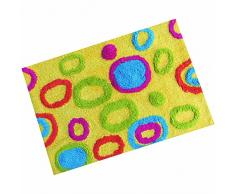 MSV Tapis Coton 40x 60 cm, Motif Rond/Jaune