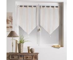 Douceur dIntérieur Hélios Paire Pompon Voilage Tissé Naturel Polyester Lin 90 x 60 cm