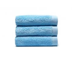 Home Basic - Lot 3 Serviettes Eponge, 33x50 cm Serviette invité, 50x100 e Maxi Drap de Bain 100x150 cm, Couleur Bleu Ciel