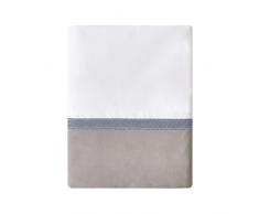 Essix - Drap Plat Toi & Moi Escale Percale de Coton Meringue/Taupe 180 x 290 cm
