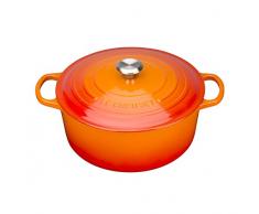 Le Creuset, Cocotte Signature en Fonte Ãmaillée avec Couvercle, à 20 cm, Ronde, Compatible avec Toutes Sources de Chaleur (Induction Incluse), Capacité : 2.4 L, 3.092 kg, Volcanique