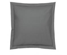 Blanc des Vosges Uni Satin Taie Coton Ardoise 65x65 cm