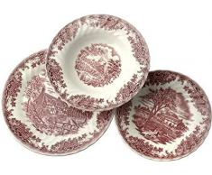 Churchill Service Assiettes 18Â PiÃ¨ces, dÃ©cor brookpink, Earthware, Blanc/Rouge