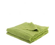 zoeppritz since 1828 Plaid Honeybee-Plaid - Couverture Souple en Lin - Plaid uni tissÃ© Ã Franges en matÃ©riaux naturels, Lin, 650 Green, 170x230cm