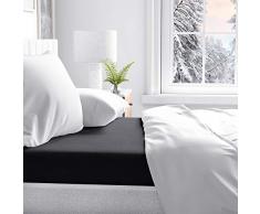 PETTI Artigiani Italiani - Drap-Housse avec Coins, Drap-Housse Percale, Lit 90x200 (80-90x190/200 + 25 cm), Nero, 100% Made in Italy