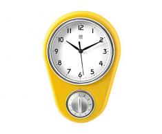 H&H Vanille Horloge Murale, Plastique, Jaune/Blanc