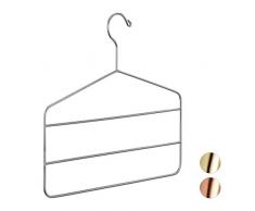 Relaxdays 10026608_55 Cintres Multiples 3 Barres, Pantalons, Robes, Ãcharpes, Design mÃ©tal, Gain de Place, 4 mm, Argent, 33 x 36,5 x 0,4cm