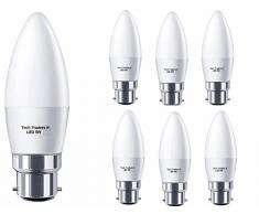 Tech Traders C37 Lot de 6 ampoules à baïonnette B22 50 W équivalent à incandescence 400 lm, LED non variable, 5 W