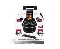Cuisy KC2089 Casserole Aluminium Tous Feux X3 DIAMETRE 16+18+20CM + 1 Manche Amovible