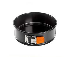 Le Creuset Moule à Manqué Rond Fond Amovible à 20 cm, sans PFOA, Résistant au Levain, En Acier Siliconé, Anthracite/Orange