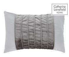 Catherine Lansfield Filaire en Velours Coussin Garni de Bandes Gris, 30Â x 50Â cm