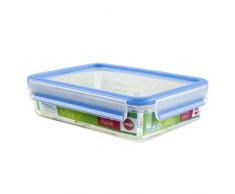 Emsa 508542 Boîte alimentaire rectangulaire avec couvercle, 1.2 Litres, Transparent/bleu, Clip & Close