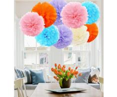 A Liittle Tree Guirlande de Pompons en Papier de Soie Ã Suspendre avec Un Petit Arbre - 9/12 piÃ¨ces - 20,3 cm + 25,4 cm