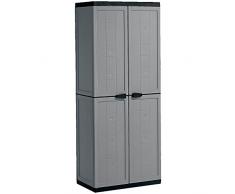 Kis Armoire Haute Jolly Gris-Noir, Plastique, 68 x 39 x 166 cm