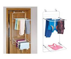 iDesign 39743EU Ãtendoir à vêtements pour buanderie et blanchisserie, Brezio Over Door-Double étagère, Blanc/Gris, Métal, 30,48 x 1,91 x 11,43 cm