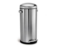 simplehuman CW1880 poubelle rétro à pédale, acier inox brossé 30 L