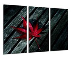 Tableau Moderne Photographique, Impression sur bois, Photo de feuille de cannabis rouge, 97 x 62 cm, ref. 26523