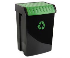 TATAY 1102301 Poubelle de Recyclage 50 L Plastique Noir/Vert 40 x 33,5 x 57,5 cm