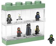 Vitrine de présentation des mini-personnages LEGO NINJAGO Movie pour 8 mini-personnages, conteneur empilable contre un mur ou sur un bureau, Vert Sable