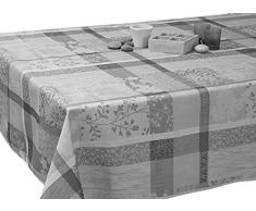 Le linge de Jules Nappe Anti-Taches Jacquard Gris - Taille : Rectangle 150x300 cm