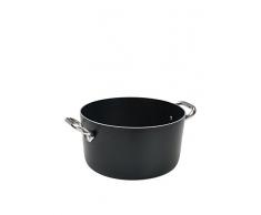 Pentole Agnelli - Alblack - Casserole Haute en Aluminium, épaisseur 3 mm, avec 2 poignées en Acier Inoxydable 32 cm Noir