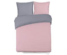 VISION - Housse de couette rÃ©versible - 240x220cm - gris/rose