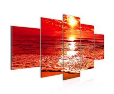 Tableau decoration murale Plage de Sunrise - XXL Impression sur Toile Salon Appartment 5 Parties - prÃªt Ã accrocher - 600053b