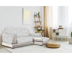 Datex “Glamour” Housse de canapé antidérapante avec Chaise-Longue Droite, Gris Clair, 240cm