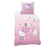 Hello Kitty Sanrio Hill Parure de lit 100% Flanelle de Coton Rose 135 x 200 + 80 x 80 cm