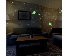 Walplus Autocollant Mural Lune et Ãtoiles Brille en FoncÃ© Amovible Auto-AdhÃ©sif Art Stickers Vinyle Maison DÃ©coration DIY Salon Chambre Bureau DÃ©cor Peint Enfants Cadeau (Pack de 3), Jaune