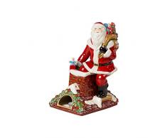 Villeroy & Boch - Christmas Toys Memory Père Noël sur le toit, figurine de Père Noël décorative en porcelaine dure, multicolore