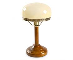 Relaxdays-10016611 Lampe de Bureau Banquier avec Abat-Jour en Verre E 27, beige