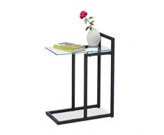 Relaxdays Table dâappoint en Verre et Métal, Table Bout de canapé décoratif HLP 60 x 24,5 x 44,5 cm, noir