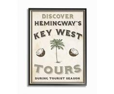 Stupell Industries Hemingways Key West Tours DÃ©coration murale tendue fabriquÃ©e aux Ãtats-Unis, Toile multicolore 40,64 x 3,81 x 50,8 cm, Bois dense, Multicolore, 11 x 14