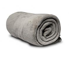 Soleil dOcre 510048 Couverture Polaire Polyester/Microfibre Gris Clair 180 x 220 cm
