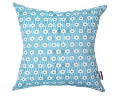 Tom Tailor 564122 T-Retro Squares Housse de Coussin Coton/Polyester Bleu 50 x 50 x 1 cm