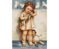Lucas-S LB370 Kit pour Point de Croix ComptÃ© Motif Fillette Ã la PoupÃ©e 28,5 x 21 cm