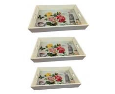 GMMH Pisa eLBMÃBEL Lot dE 3 aM 47-3 bETTTABLETT Plateau dE pRÃSENTATION en Bois avec Plateau