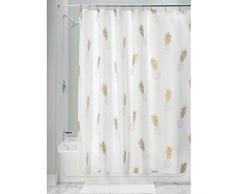 InterDesign Novelty Poly rideau de douche moderne pour salle de bain, rideau de baignoire en polyester, rideau de bain avec motif ananas, dorÃ©/blanc