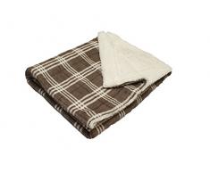 Soleil docre Plaid Polaire Double Face Tania Taupe, Polyester, Ecru, 120 x 160 cm