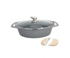 Tognana Ã©nergique Plat Ã rÃ´tir Ovale avec Couvercle et maniques, Fonte daluminium, Gris, 4Â unitÃ©s