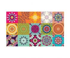 Tapis Vinyle pour le sol en PVC - AntidÃ©rapant - Protection pour le Sol - Inspiration Carreaux de Ciment - Lavable Ã la main - Epaisseur 2,2 mm - 60 cm x 100 cm - Multicolore