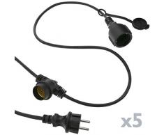 primematik guirlande de 5Â ampoules lumiÃ¨res avec culot E27Â pour ExtÃ©rieur ip64Â Â°CÃ¢ble Ã©lectrique de 5Â m extensible (gi001)), Noir