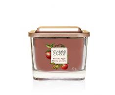 Yankee Candle Elevation Collection avec Couvercle de Plate-forme Bougie Carrée Moyenne à 3 Mèches, Amaretto Apple