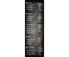 DECORATION adhésive pour CUISINE et réfrigérateurs Recettes de Cocktails Sur Fond Noir Autocollant, Polyvinyle, Noir, 59,5 x 0,1 x 180 cm
