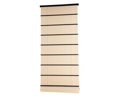 JAPONIKA Store Bateau Manoeuvre Cordon Tissu Polyester blanc aspect soie froissée/Lattes Bois Noir Verni, largeur hors tout 80 x H.195 cm