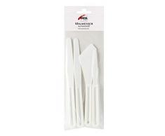 Lot de 4 couteaux Ã peindre en plastique avec diffÃ©rentes formes de lame, pour technique de spatule et modeler Blanc
